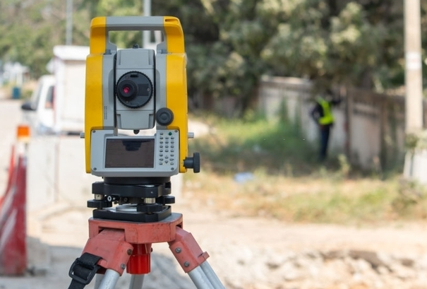 Digital theodolite used for measuring horizontal and vertical angles in surveying